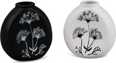 Formano 1 Stueck Blumenvase Dekovase Vase aus Keramik Vase 17x18cm schwarz o. weiss