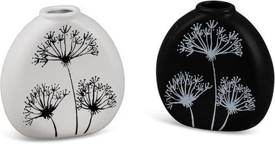 Formano 1 Stueck Blumenvase Dekovase Vase aus Keramik Vase 13x13cm schwarz o. weiss