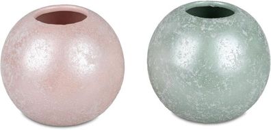 Formano 1 Stueck Kugelvase Vase Springtime 15cm aus Keramik in rosa oder gruen- Dekor