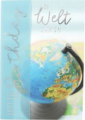 Emotions 1 Stueck Geburtstagskarte 02/Happy 18 Birthday Die Welt gehoert dir!