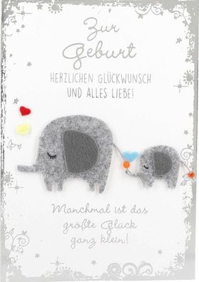 Elegance Klappkarte Grusskarte Geburtstagskarte - Zur Geburt