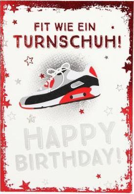 Elegance Klappkarte Grusskarte Geburtstagskarte - Fit wie ein Turnschuh Happy Birthda