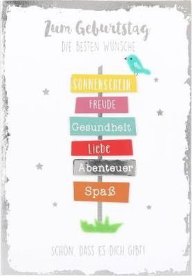 Elegance Klappkarte Grusskarte Geburtstagskarte - Zum Geburtstag die besten Wuensche