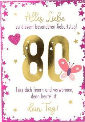 Elegance Klappkarte Grusskarte Geburtstagskarte - 80 - Alles Liebe zu diesem besonder