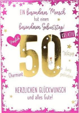 Elegance Klappkarte Grusskarte Geburtstagskarte - 50 Ein besonderer Mensch hat einen
