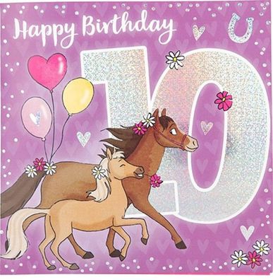 Zahlenkarte zum 10. Geburtstag mit Musik, veredelte Klappkarte mit originellem Innen