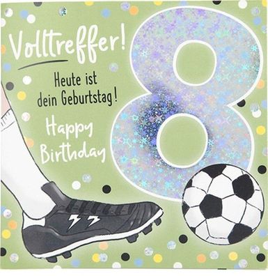 Zahlenkarte zum 8. Geburtstag mit Musik, veredelte Klappkarte mit originellem Innent