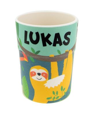 Bunter personalisierter Namens Kinderbecher mit Namen Lukas