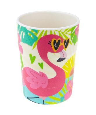 Bunter personalisierter Namens Kinderbecher Flamingo