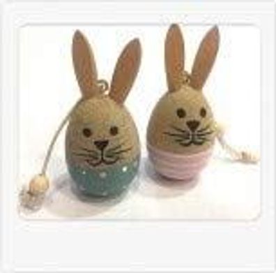 Kleiner Osterhasen Haenger 2er Set Holzei-Hase 6cm Farbe sortiert