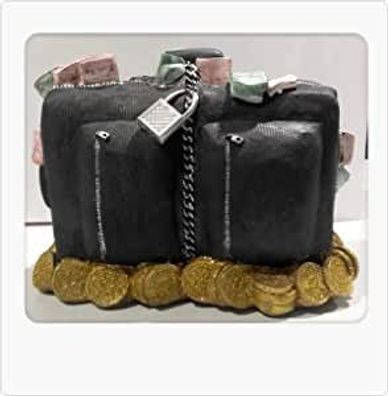 Spardose Koffer braun/gold