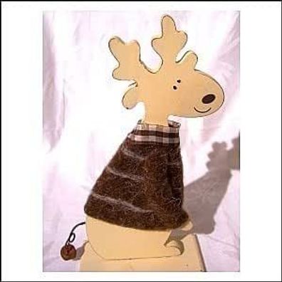Holz Elch mit Wollpullover sortiert