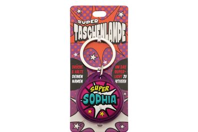 Schluesselanhaenger Super Taschenlampe mit Namen Sophia