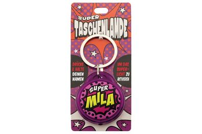 Schluesselanhaenger Super Taschenlampe mit Namen Mila