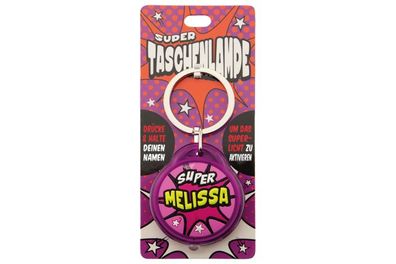 Schluesselanhaenger Super Taschenlampe mit Namen Melissa