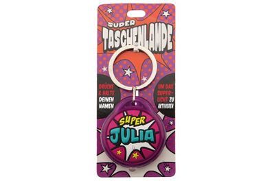 Schluesselanhaenger Super Taschenlampe mit Namen Julia