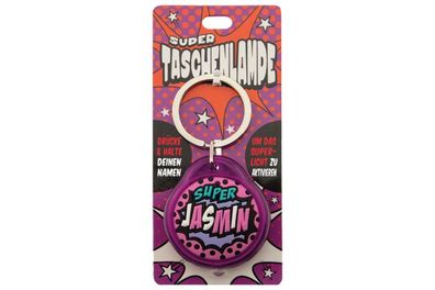 Schluesselanhaenger Super Taschenlampe mit Namen Jasmin