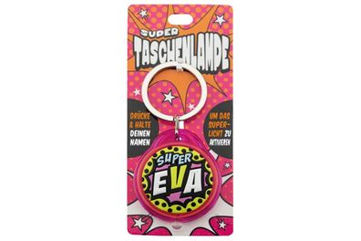 Schluesselanhaenger Super Taschenlampe mit Namen Eva -als Geschenk - individuell mit
