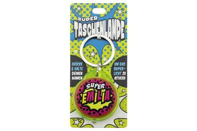 Schluesselanhaenger Super Taschenlampe mit Namen Emilia -als Geschenk - individuell m