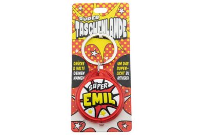Schluesselanhaenger Super Taschenlampe mit Namen Emil -als Geschenk - individuell mit