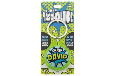Schluesselanhaenger Super Taschenlampe mit Namen David -als Geschenk - individuell mi