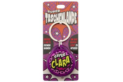 Schluesselanhaenger Super Taschenlampe mit Namen Clara -als Geschenk - individuell mi