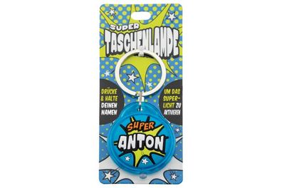 Schluesselanhaenger Super Taschenlampe mit Namen Anton -als Geschenk - individuell mi