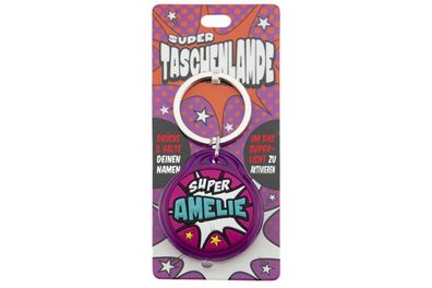 Schluesselanhaenger Super Taschenlampe mit Namen Amelie -als Geschenk - individuell m