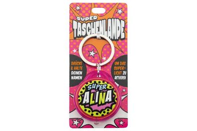 Schluesselanhaenger Super Taschenlampe mit Namen Alina -als Geschenk - individuell m