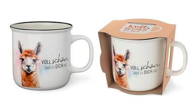 Tasse Becher Keramik weiss, 250 ml, Tasse mit Spruch Lama, 1 Stueck - Voll schoen