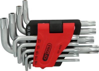 KS TOOLS Torx-Winkelstiftschlüssel-Satz mit Bohrung, kurz, 9-tlgTB10-TB50