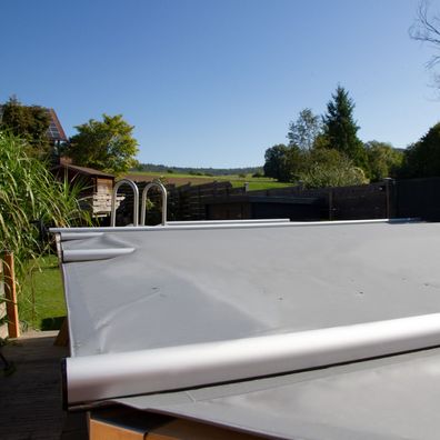 Trend Rollschutzabdeckung für Holzpool Modell 3 Rechteck | 5,3 x 3,53 m | Hellgrau