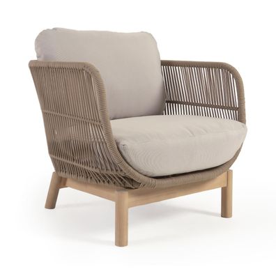 Sessel Catalina aus Seil und Akazienholz in Beige