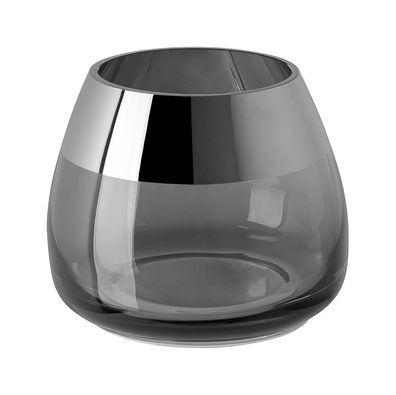 Fink BELLA, Teelichthalter, Glas, Silberfolie, grau, silberfarben, L. 11 cm, B