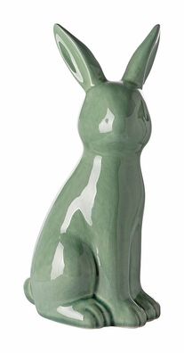 Fink FABIUS, Deko Hase, Keramik, Krakelee, grün, L. 12.5 cm, B. 10.8 cm, H. 25 cm