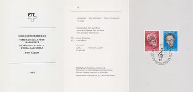 Schweiz Switzerland [1985] MiNr 1294-95 PTT 215 ( FDC ) [01] Musik