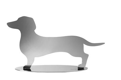 Fink OSCAR, Deko Hund, Edelstahl , glänzend, silberfarben, L. 7 cm, B. 24 cm, H