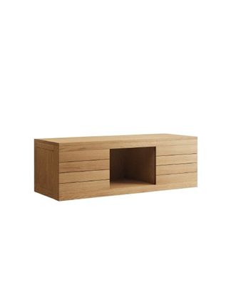 Badezimmerschrank Yenit 120 x 45 x 40 cm Teakholz Schrank Badezimmer