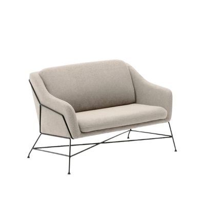 2- Sitzer- Sofa Brida 125 x 83 x 77cm Stahl und Gewebe beige Sitzgarnitur Couch