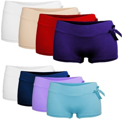 4er Pack Damen Boxershorts Baumwolle Panty Hipster Hot Pants Slips M-XXL bequem weich