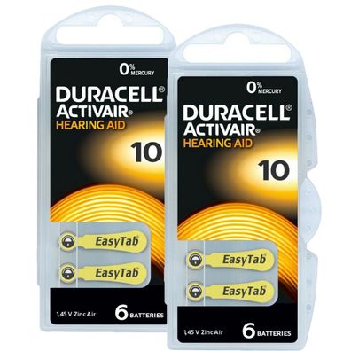 2x Duracell 10 Hörgerätebatterien Batterien Knopfzellen 1,45V Activair 6er Blister