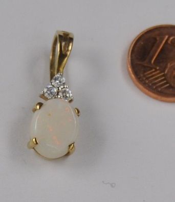 Anhänger Voll Edel Opal Saphir Weiß 333 Gold Clip Öse Neu wertig