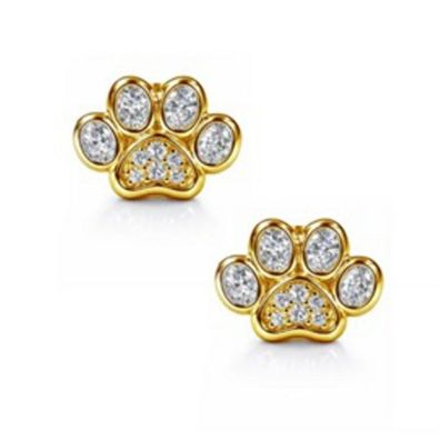 Ohrstecker - Silber gold - Crystal Paw Pfoten