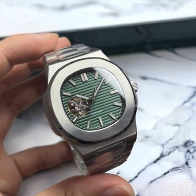 Armbanduhr Nautilus Olive Open Dial Edelstahl 41mm NH35 Automatik Herrenuhr