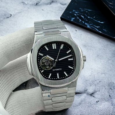 Armbanduhr Nautilus Schwarz Open Dial Edelstahl 41mm NH35 Automatik Herrenuhr
