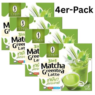 4er-Pack Slinmy 3in1 Matcha Latte Grüner Tee Instant 161g