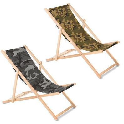 Liegestuhl Gartenliege Sonnenliege Buchenholz Tarnfarbe Camouflage Moro 110kg
