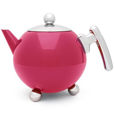 Bredemeijer Edelstahl Teekanne 1,2 L pinke Kanne doppelwandige Edelstahlkanne Teebrei