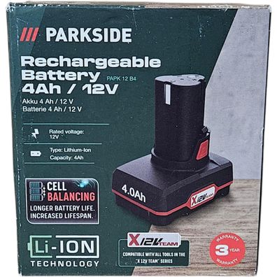 Parkside Akku PAPK 12 B3 12 V 4 Ah fér X 12 V Team Serie