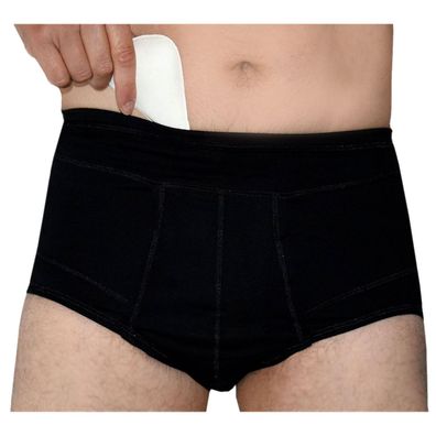 Bodyperfect Hernien-Unterwäsche Herren Slip mit 2 Kompressionspolstern schwarz